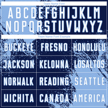 Загрузить изображение в средство просмотра галереи, Custom Navy White-Light Blue Abstract Brush Stroke Sports Sublimation Soccer Uniform Jersey