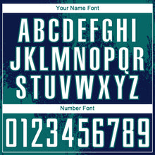 Загрузить изображение в средство просмотра галереи, Custom Navy White-Teal Abstract Brush Stroke Sports Sublimation Soccer Uniform Jersey