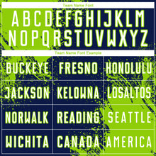 Load image into Gallery viewer, Custom Navy White-Neon Green Abstract Brush Stroke Sports Sublimation Soccer Uniform Jersey