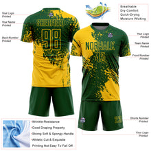 Charger l'image dans la galerie, Custom Green Yellow Abstract Brush Stroke Sports Sublimation Soccer Uniform Jersey