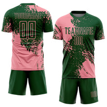 Charger l'image dans la galerie, Custom Green Medium Pink Abstract Brush Stroke Sports Sublimation Soccer Uniform Jersey
