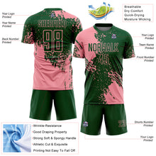 Charger l'image dans la galerie, Custom Green Medium Pink Abstract Brush Stroke Sports Sublimation Soccer Uniform Jersey