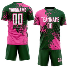 Charger l'image dans la galerie, Custom Green White-Pink Abstract Brush Stroke Sports Sublimation Soccer Uniform Jersey
