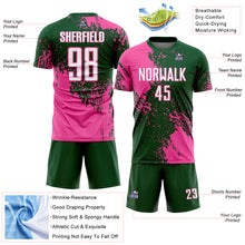Charger l'image dans la galerie, Custom Green White-Pink Abstract Brush Stroke Sports Sublimation Soccer Uniform Jersey