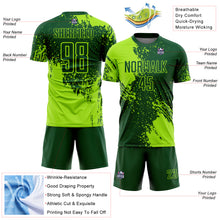 Charger l'image dans la galerie, Custom Green Neon Green Abstract Brush Stroke Sports Sublimation Soccer Uniform Jersey