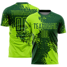 Charger l'image dans la galerie, Custom Green Neon Green Abstract Brush Stroke Sports Sublimation Soccer Uniform Jersey