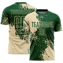 Charger l'image dans la galerie, Custom Green Cream Abstract Brush Stroke Sports Sublimation Soccer Uniform Jersey