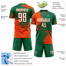 Загрузить изображение в средство просмотра галереи, Custom Kelly Green White-Orange Abstract Brush Stroke Sports Sublimation Soccer Uniform Jersey