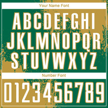 Загрузить изображение в средство просмотра галереи, Custom Kelly Green White-Old Gold Abstract Brush Stroke Sports Sublimation Soccer Uniform Jersey