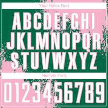 Загрузить изображение в средство просмотра галереи, Custom Kelly Green White-Light Pink Abstract Brush Stroke Sports Sublimation Soccer Uniform Jersey