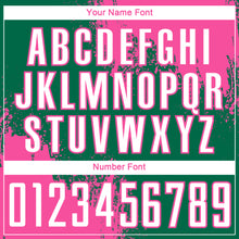 Загрузить изображение в средство просмотра галереи, Custom Kelly Green White-Pink Abstract Brush Stroke Sports Sublimation Soccer Uniform Jersey