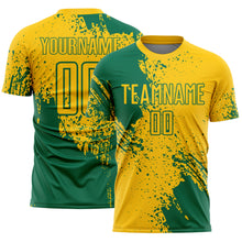 Загрузить изображение в средство просмотра галереи, Custom Yellow Kelly Green Abstract Brush Stroke Sports Sublimation Soccer Uniform Jersey
