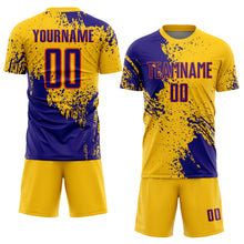 Загрузить изображение в средство просмотра галереи, Custom Yellow Dark Purple-Orange Abstract Brush Stroke Sports Sublimation Soccer Uniform Jersey