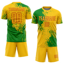 Загрузить изображение в средство просмотра галереи, Custom Yellow Grass Green-Red Abstract Brush Stroke Sports Sublimation Soccer Uniform Jersey