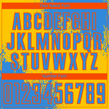 Загрузить изображение в средство просмотра галереи, Custom Yellow Powder Blue-Orange Abstract Brush Stroke Sports Sublimation Soccer Uniform Jersey