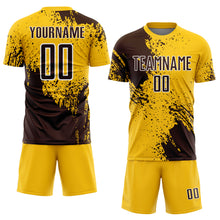 Загрузить изображение в средство просмотра галереи, Custom Yellow Brown-White Abstract Brush Stroke Sports Sublimation Soccer Uniform Jersey