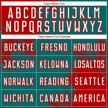 Загрузить изображение в средство просмотра галереи, Custom Teal White-Red Abstract Brush Stroke Sports Sublimation Soccer Uniform Jersey