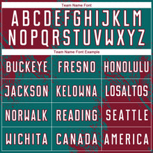 Загрузить изображение в средство просмотра галереи, Custom Teal White-Crimson Abstract Brush Stroke Sports Sublimation Soccer Uniform Jersey