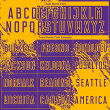 Load image into Gallery viewer, Custom Purple Gold Abstract Brush Stroke Sports Sublimation Soccer Uniform Jersey