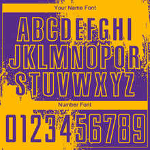 Load image into Gallery viewer, Custom Purple Gold Abstract Brush Stroke Sports Sublimation Soccer Uniform Jersey