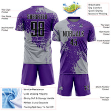 Load image into Gallery viewer, Custom Purple Black-Gray Abstract Brush Stroke Sports Sublimation Soccer Uniform Jersey