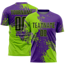Загрузить изображение в средство просмотра галереи, Custom Purple Black-Neon Green Abstract Brush Stroke Sports Sublimation Soccer Uniform Jersey
