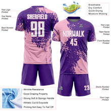 Charger l'image dans la galerie, Custom Purple White-Light Pink Abstract Brush Stroke Sports Sublimation Soccer Uniform Jersey