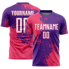Загрузить изображение в средство просмотра галереи, Custom Purple White-Neon Pink Abstract Brush Stroke Sports Sublimation Soccer Uniform Jersey