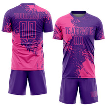 Загрузить изображение в средство просмотра галереи, Custom Purple Pink Abstract Brush Stroke Sports Sublimation Soccer Uniform Jersey
