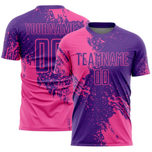 Загрузить изображение в средство просмотра галереи, Custom Purple Pink Abstract Brush Stroke Sports Sublimation Soccer Uniform Jersey