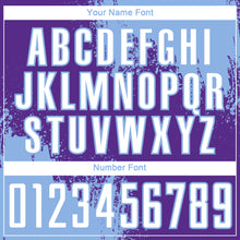 Laden Sie das Bild in den Galerie-Viewer, Custom Purple White-Light Blue Abstract Brush Stroke Sports Sublimation Soccer Uniform Jersey