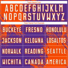 Laden Sie das Bild in den Galerie-Viewer, Custom Purple White-Orange Abstract Brush Stroke Sports Sublimation Soccer Uniform Jersey