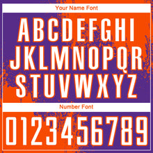 Laden Sie das Bild in den Galerie-Viewer, Custom Purple White-Orange Abstract Brush Stroke Sports Sublimation Soccer Uniform Jersey