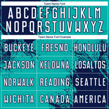 Load image into Gallery viewer, Custom Aqua White-Navy Abstract Brush Stroke Sports Sublimation Soccer Uniform Jersey