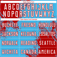 Laden Sie das Bild in den Galerie-Viewer, Custom Sky Blue White-Red Abstract Brush Stroke Sports Sublimation Soccer Uniform Jersey