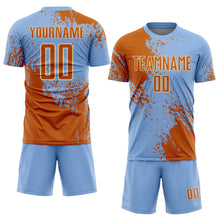 Load image into Gallery viewer, Custom Light Blue Texas Orange-Cream Abstract Brush Stroke Sports Sublimation Soccer Uniform Jersey