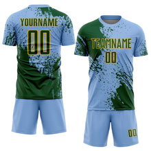Загрузить изображение в средство просмотра галереи, Custom Light Blue Green-Gold Abstract Brush Stroke Sports Sublimation Soccer Uniform Jersey