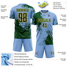 Загрузить изображение в средство просмотра галереи, Custom Light Blue Green-Gold Abstract Brush Stroke Sports Sublimation Soccer Uniform Jersey