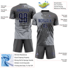 Load image into Gallery viewer, Custom Steel Gray Navy-Gray Abstract Brush Stroke Sports Sublimation Soccer Uniform Jersey