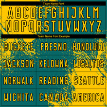 Загрузить изображение в средство просмотра галереи, Custom Teal Yellow-Black Abstract Brush Stroke Sports Sublimation Soccer Uniform Jersey