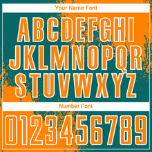Загрузить изображение в средство просмотра галереи, Custom Teal Bay Orange-White Abstract Brush Stroke Sports Sublimation Soccer Uniform Jersey