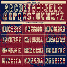 Laden Sie das Bild in den Galerie-Viewer, Custom Crimson Vintage USA Flag Navy-Cream Abstract Brush Stroke Sports Sublimation Soccer Uniform Jersey