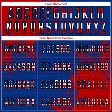 Laden Sie das Bild in den Galerie-Viewer, Custom Royal USA Flag Red-Black Abstract Brush Stroke Sports Sublimation Soccer Uniform Jersey