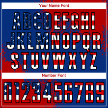 Laden Sie das Bild in den Galerie-Viewer, Custom Royal USA Flag Red-Black Abstract Brush Stroke Sports Sublimation Soccer Uniform Jersey