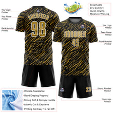 Загрузить изображение в средство просмотра галереи, Custom Black Old Gold-White Line Sports Sublimation Soccer Uniform Jersey