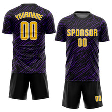 Загрузить изображение в средство просмотра галереи, Custom Black Yellow Purple-White Line Sports Sublimation Soccer Uniform Jersey