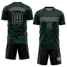 Загрузить изображение в средство просмотра галереи, Custom Black Kelly Green-White Line Sports Sublimation Soccer Uniform Jersey