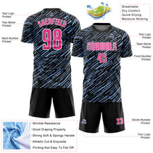 Загрузить изображение в средство просмотра галереи, Custom Black Pink Light Blue-White Line Sports Sublimation Soccer Uniform Jersey