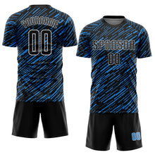 Загрузить изображение в средство просмотра галереи, Custom Black Powder Blue-White Line Sports Sublimation Soccer Uniform Jersey