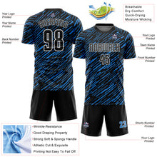 Загрузить изображение в средство просмотра галереи, Custom Black Powder Blue-White Line Sports Sublimation Soccer Uniform Jersey
